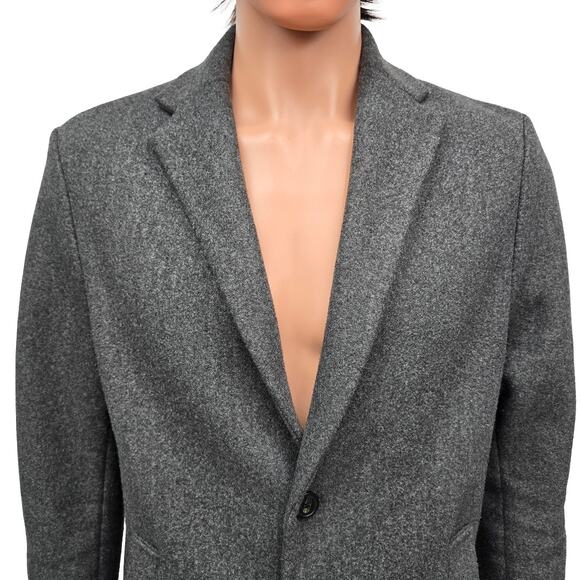 Zara 4 Way Coat Men M Gray 4-Way Stretch Knee Long Pea coat Overcoat Polyester - Picture 9 of 13